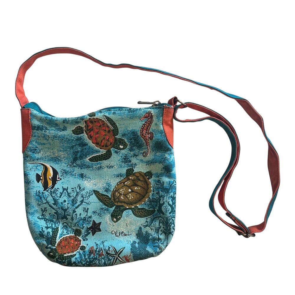 Paul Brent Beach Life Sea Turtle Crossbody Bag Turquoise Novelty Beachy Vacation